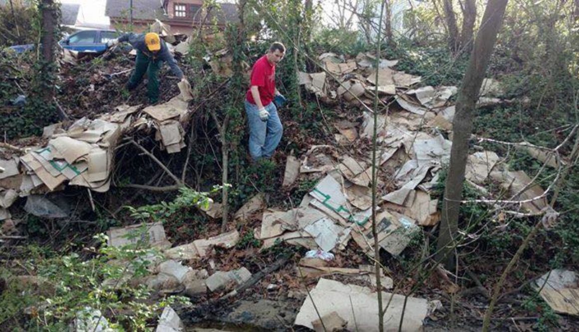 Keep-Hopewell-Beautiful-volunteers-removing-trash-from-a-ravine-in-Hopewell
