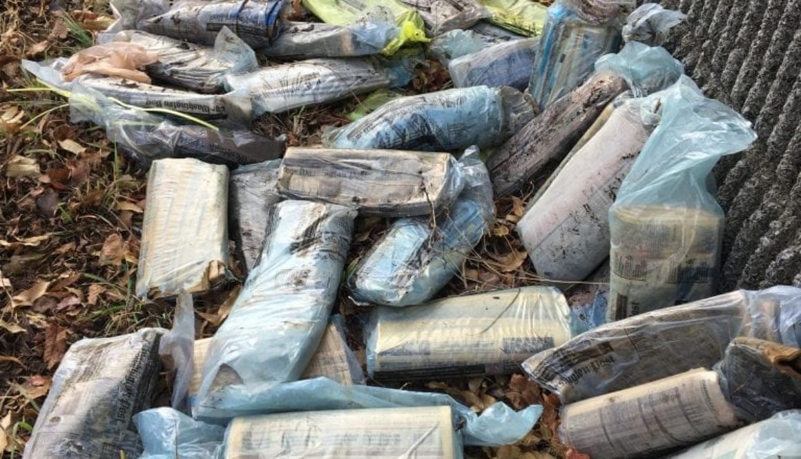 Clean my commute: 84 waterlogged Washington Post newspapers in their plastic bags