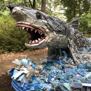 Shark made from plastic debris