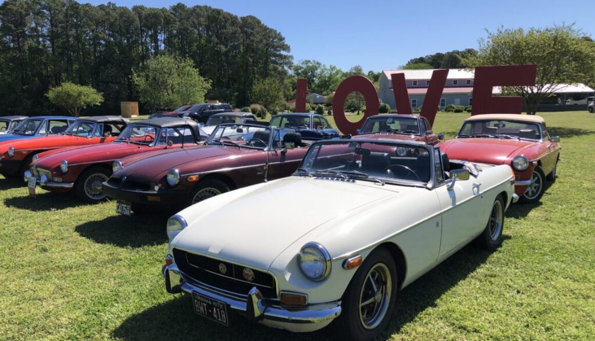Antique Cars Near LOVE Sign
