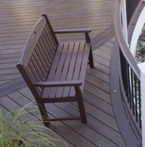 Garden bench made of Trex wood alternative material