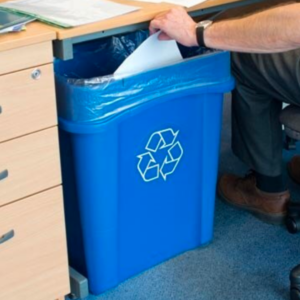 Blue recycling bin