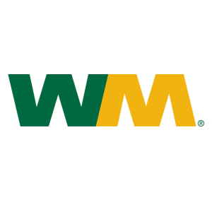 Logo for Waste Management with a green W and a yellow M