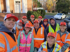 Group of men & women in safety vests cleaning up the roads near Lake Anna in Louisa County, VA