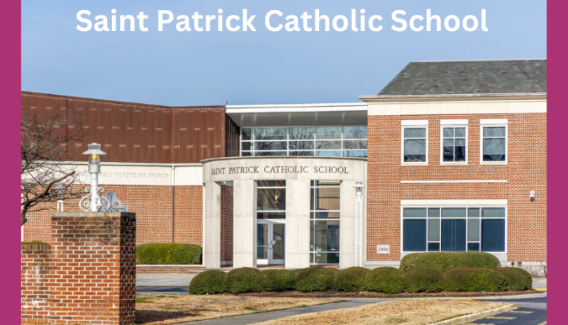 Photo of brick school, Saint Patrick Catholic School in Norfolk, VA