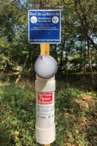 PVC tube to collect fishing line for recycling