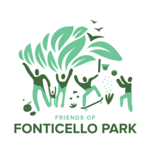 Logo for the Friends of Fonticello Park with drawn figures enjoying the outdoors