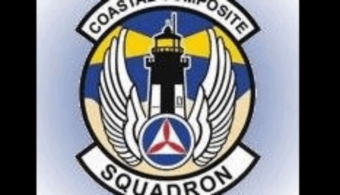 Logo of the Coastal Composite Squadron with wings, and a lighthouse