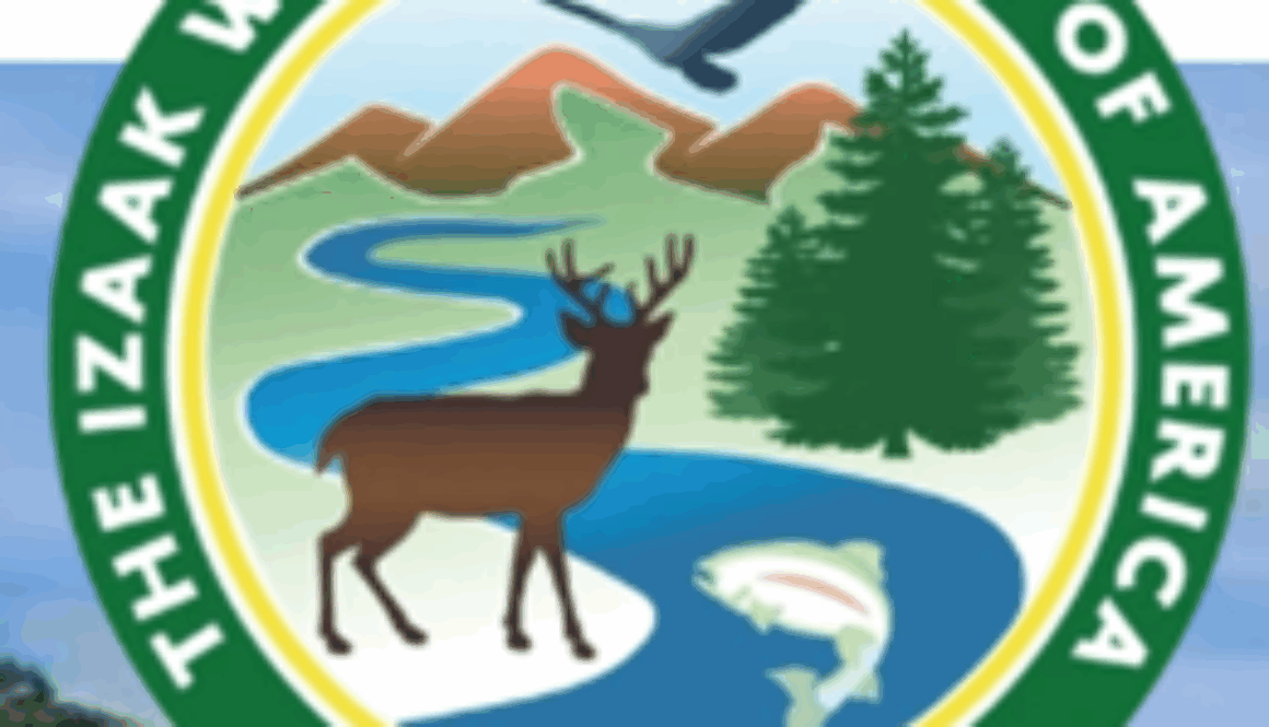 Logo for Claytor Lake's Izaak Walton League of America with the drawn image of water, fish, deer, trees, and birds.