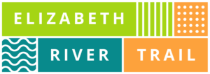 Logo that includes green, blue, and orange rectangles with the words Elizabeth River Trail