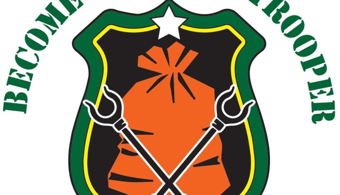 Logo for Clean Essex Committee that is a drawing of a badge with a bag of litter and two litter grabbers; words that say Become a Trash Trooper