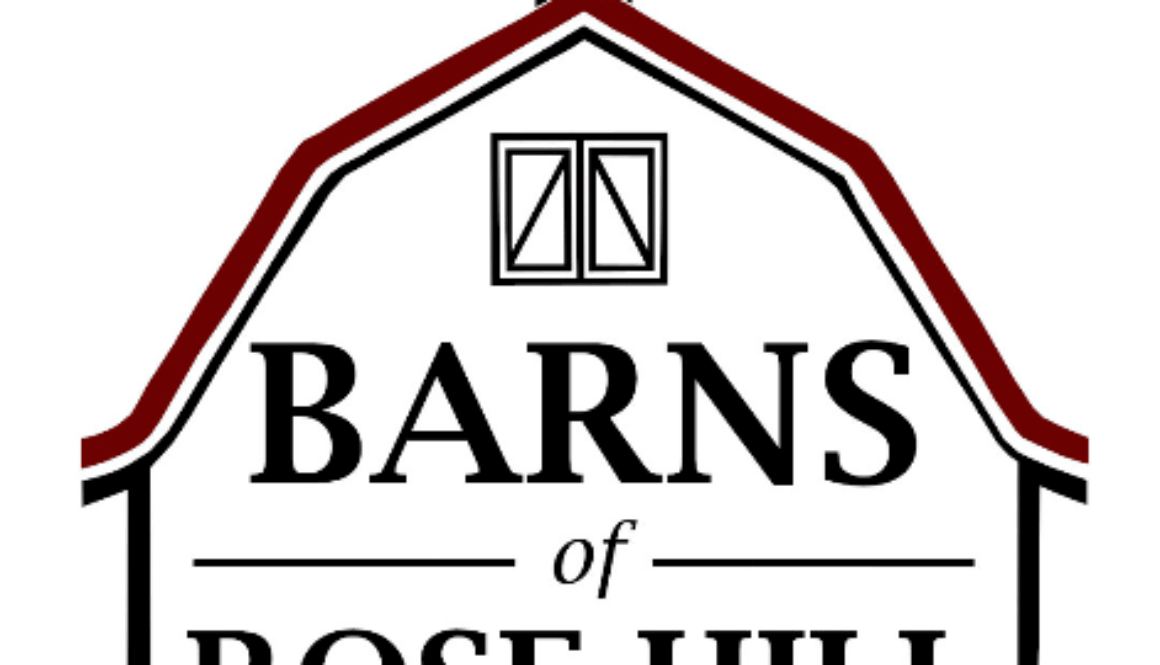 The Barns of Rose Hill logo with a drawing of a barn.