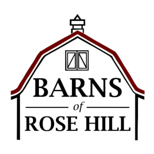 The Barns of Rose Hill logo with a drawing of a barn.